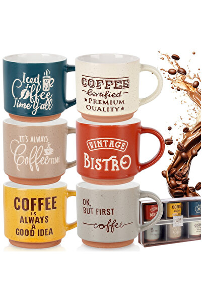 Vilde 6x Căni colorate pentru băut cafea, ceai, plante aromatice, set de căni...