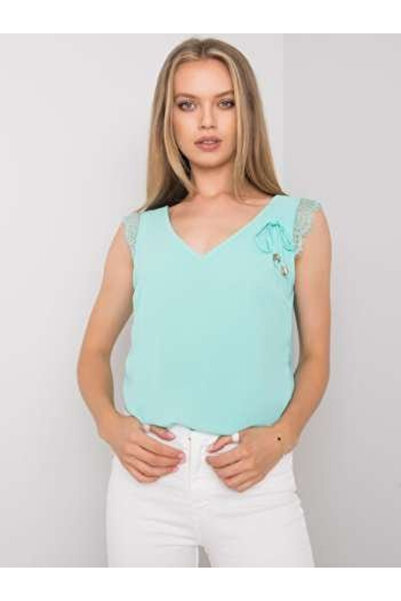 Italy Moda Top Dama Decolteu in V, Poliester, ITALY MODA, Menta