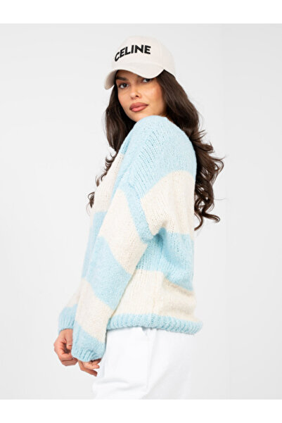 Italy Moda Women's Sweater, ITALY MODA, Acrylic, Long Sleeve, Light Blue, mod...