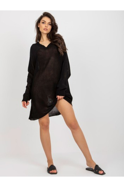 BADU Pulover Dama, BADU, Acril, Rochie oversize, Negru, model BA-SW-C1001.57P