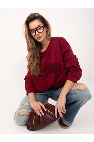 Relevance Women's Sweatshirt, RELEVANCE, Cotton, Long Sleeve, Bordeaux, model...