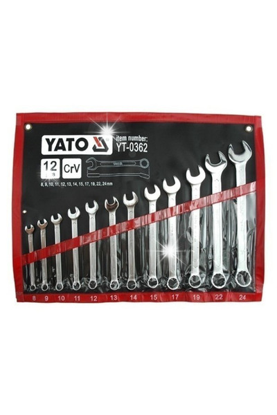 VOREL by YATO Set de chei combinat (plat și inelare), 12 piese, 8-24mm, lustr...