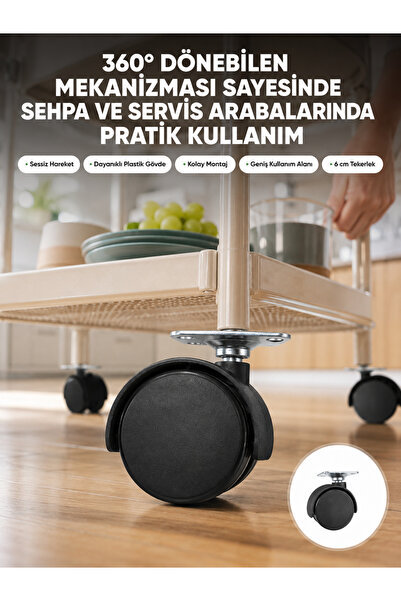alemdarshop Furniture Wheel 6 cm Non-Locking Single Sale
