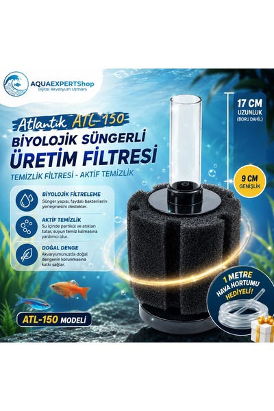 ATLANTİK Biyolojik Süngerli Üretim Filtresi - Temizlik Filtresi - Pipo Filtre...