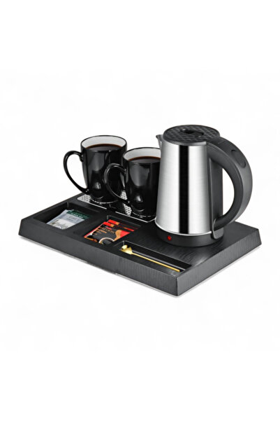 LC Hotel Serving Tray Set Integrated with 800ml Electric Kettle Steel for Cof...