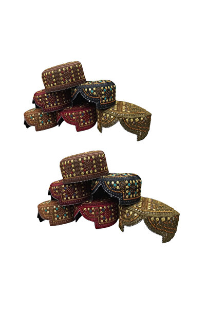 M.A Traders Traditional Cut Muslim Prayer Cap – Mixed Sizes & Designs – 12 Pi...