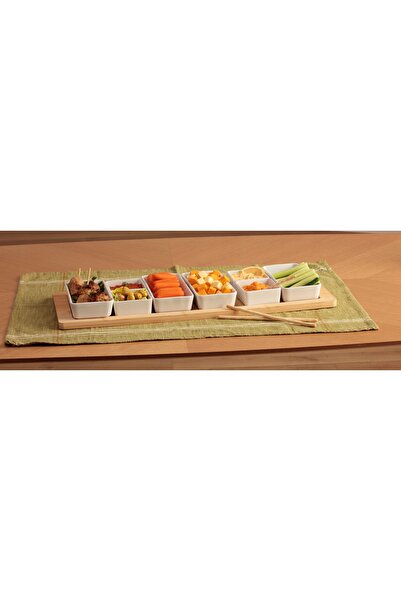 Secret de Gourmet Vase de porțelan pentru gustări cu tavă de bambus 58x22x5cm...