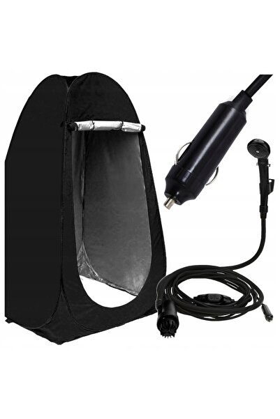 Stator Duș turistic 12V cu pompă + Cort, set vestiar și toaletă WC
