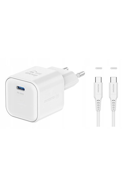 SWISSTEN ÎNCĂRCĂTOR RAPID DE REȚEA GaN 20W Power Delivery + cablu USB-C / USB-C