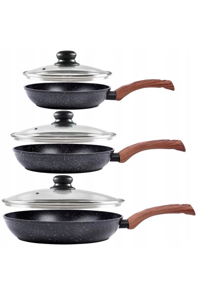 Vilde Set de 3 tigăi GRANITICE pentru prăjit și gătit la cuptor, dimensiuni 2...
