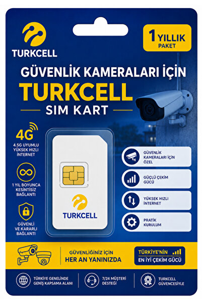 Turkcell 1 Yıllık Güvenlik Kameraları İçin Sim Kart İnternet 5G
