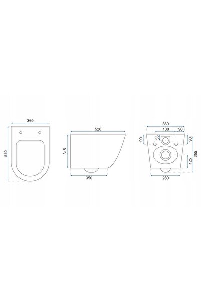 Rea MISA WC suspendat alb CARLO MINI fără ramă plat din duroplast