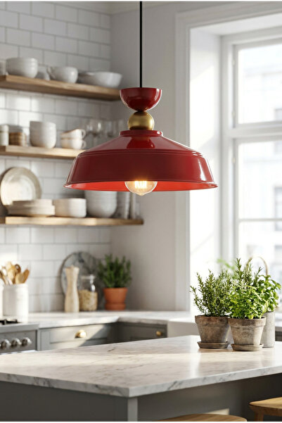 LUMINZO Yeliza Bohem Metal Eskitme Aksesuar Bordo Metal Sarkıt 35 Cm Avize Ye...