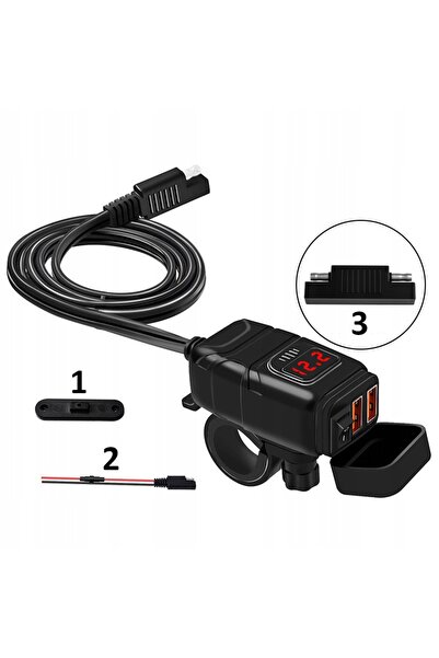 NO BRAND MC1N ÎNCĂRCĂTOR MOTOCICLETĂ 2x USB QC3.0 ÎNCĂRCARE RAPIDĂ