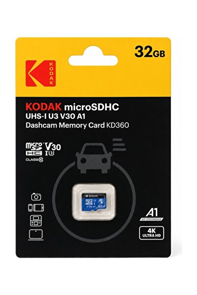 Lexar Kodak 32GB UHS-I U3/V30/A1 Araç Kamerası İçin Micro SD Kart KD360