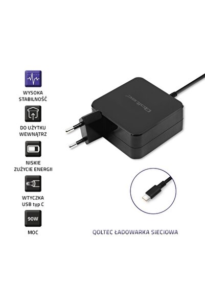 Qoltec Încărcător rapid universal pentru laptop 90W 20.3V 4.5A USB tip C