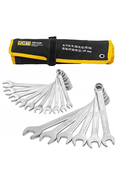 Jcb Set de chei fixe și inelare, 16 piese, oțel CRV, 6-24 mm