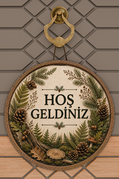 Dormot Home Welcome Written Forest Themed Round Door Ornament Digital Printin...