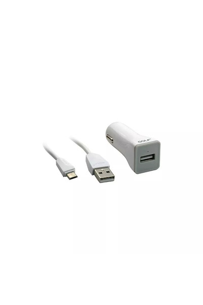 OEM USB Incarcator Golf Auto 1 Micro USB 1A 1000mA 1m la priza bricheta auto alb