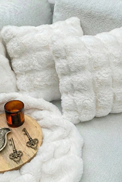 Vivanni Home Bubble 2'li Kırlent Kılıfı Peluş Tavşan Tüyü Toz Alerjen Üretmeyen