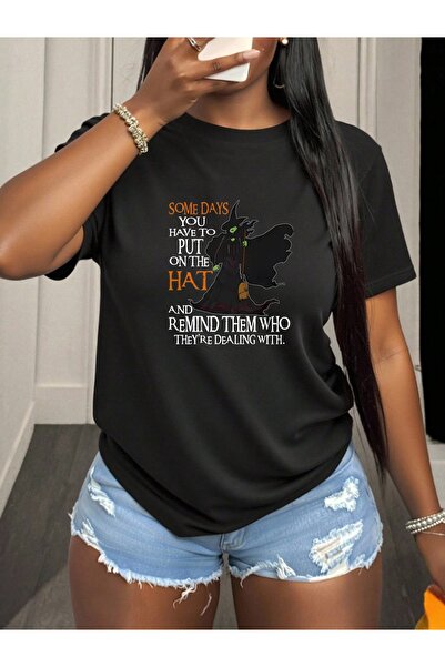 45 BPM A Cozy Short-Sleeve T-Shirt Made of Black Featuring a Humorous Hallowe...