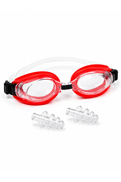 ideal STORE Swimming Pool and Sea Goggles Red with Ear Plugs and Gift