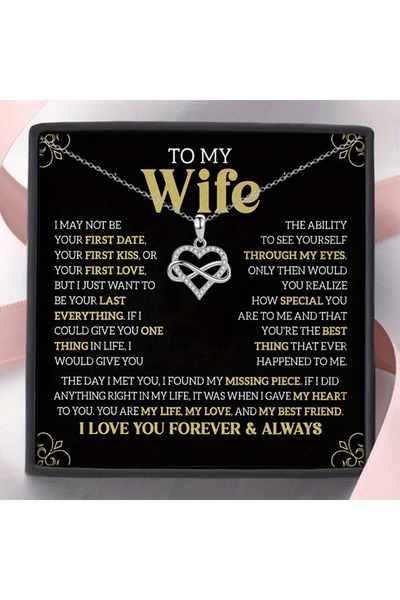 Choice Steel color To My Wife Heart Necklace with Card & Box, Anniversary Gif...