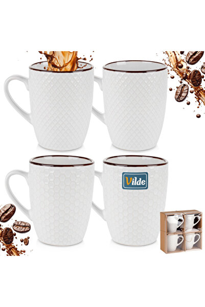 Vilde 4x Căni ALBE pentru băut cafea, ceai, plante aromatice, set de căni, ca...