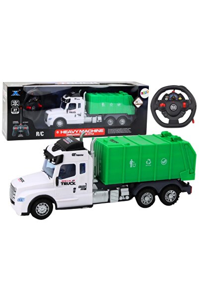 LeanToys Mașină de gunoi telecomandată RC, verde, cu lumini și sunete