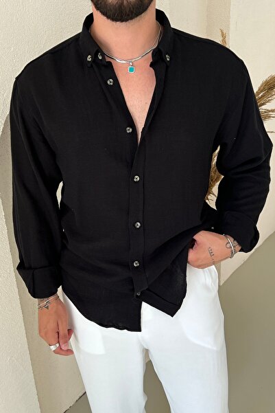 OUTFİT MAN Braided Oversize Shirt Black