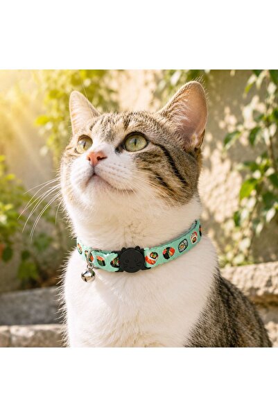 Zâna Casei Mint Green Collar with Patterns & Bell for Cats 28cm