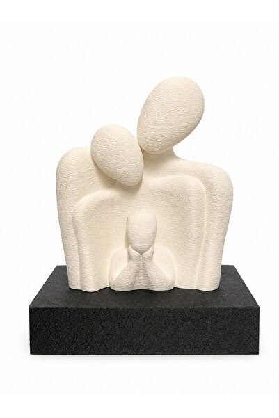3dlink Figurină Decorativă Familie de Trei – Sculptură Abstractă Alb Mat, Cad...