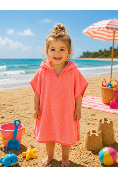 L' Atelier MiDuMi Salmon, Kids, Towel Poncho / Hooded Beach, Pool Poncho (Wat...