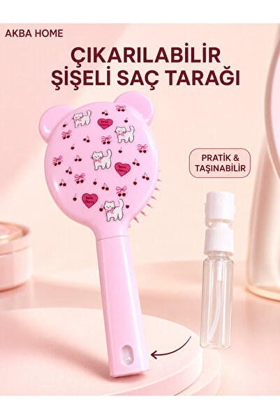 AKBA HOME Çıkarılabilir Şişeli Spreyli Çocuk Saç Tarağı Su ve Bakım Sıvısı Ha...