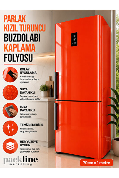 Packline Marketing Bright Red Orange Refrigerator Coating Foil 70cm X 1Meter