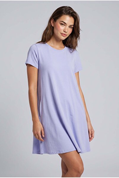 Brix Women's 100% Cotton Short Sleeve Bell Dress Lilac