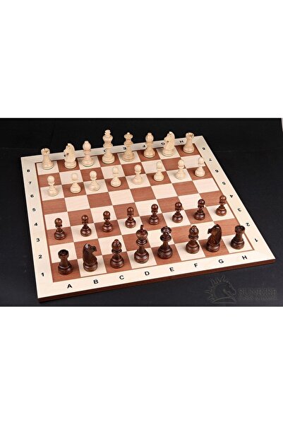 Sunrise Chess & Games CHESSBOARD No. 5 MAHOGANY/SYCAMORE LIGHT with NOTATION