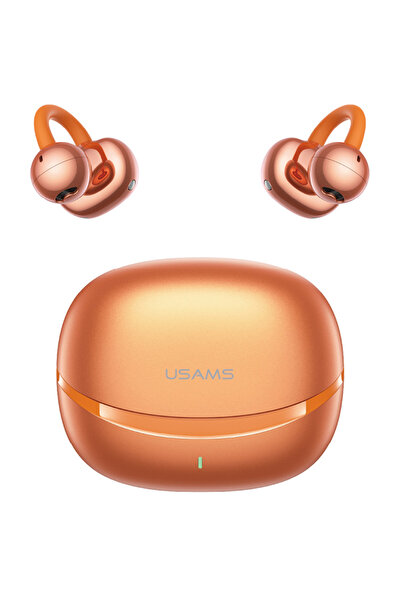 Usams Ακουστικά με θήκη φόρτισης Echo R03, OWS, Φ11mm, 40/300mAh, πορτοκαλί