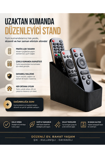 Formera 3 Bölmeli Uzaktan Kumanda Düzenleyici Stand | Masaüstü Kumanda Organi...