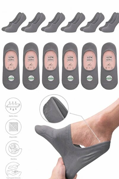 UZN SOCKS Pack of 5 Gray Seamless Cotton Silicone Non-Slip Ballerina Socks | ...