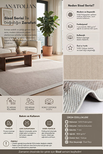 Anatolian Carpet Store Sisal Dokuma Hav Vermez, Leke Tutmaz, Robot Süpürgeye ...