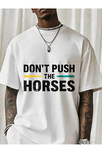 Ekim11 تي شيرت رجالي أسود بتصميم جرافيك 'Dont Push The Horses'، ملابس كاجوال ...