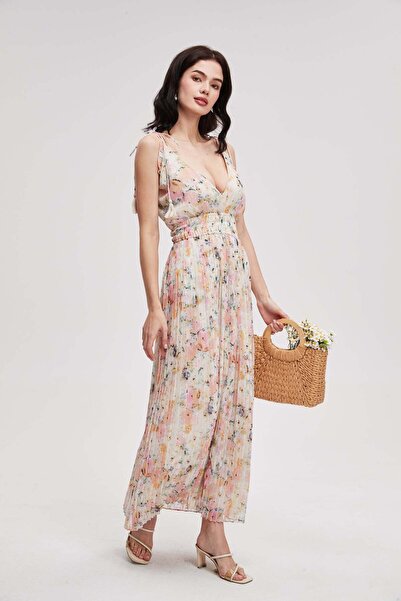 menta Sleeveless high-waist pleated maxi dress