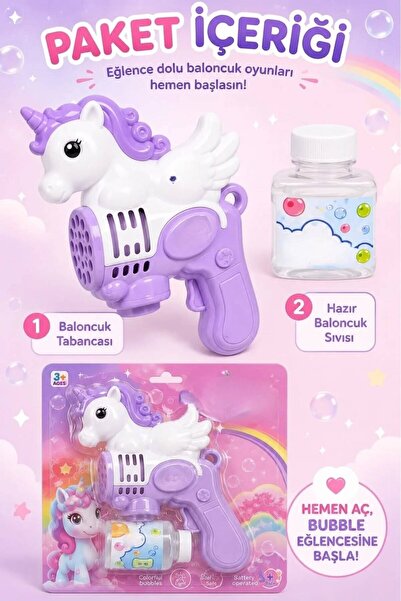 YILDIRIM OYUNCAK Unicorn Otomatik Baloncuk Tabancası 19 Delikli Pilli Bubble ...