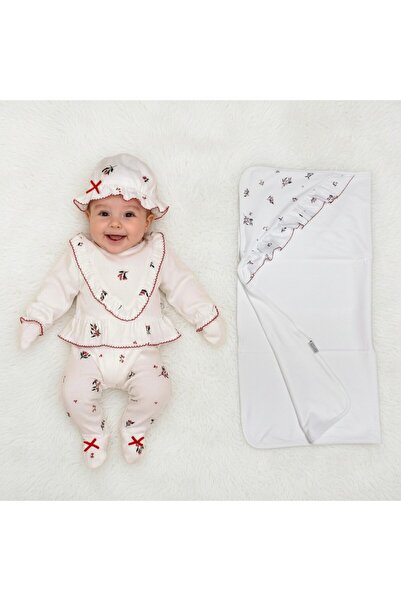 MİLAYS LİFE HOME COLLECTİON بطانية مزينة بالزهور للفتيات من 0-3 أشهر، 100% قط...