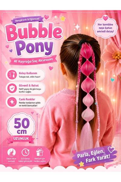 Rhea Company Balon Pembe Ombre Çiçek Boncuklu Örgülü Kız Çocuk Saç Tokası – 5...