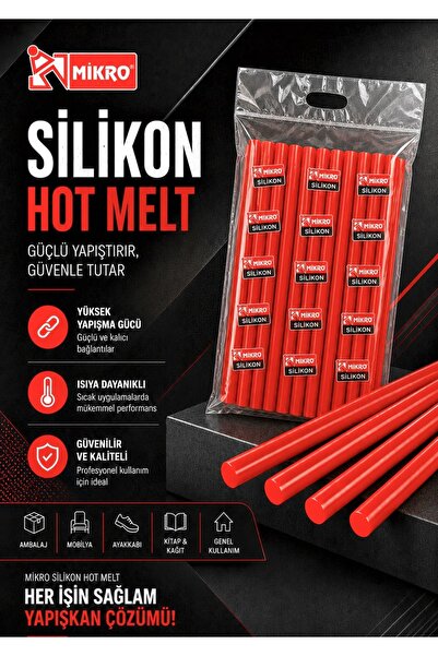 Mikro Kırmızı Silikon Mum Çubuk Kalın 11mmx30cm 1 Kg