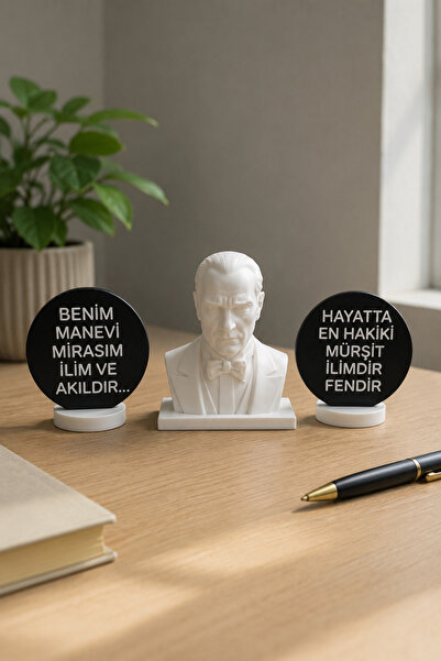 Lumis Home Atatürk Büstü ve Anlamlı Söz Panoları Seti 3'lü Dekoratif Masaüstü...