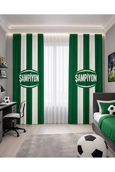HOMESSA Champion Green and White Double Winged Children's Room Background Cur...
