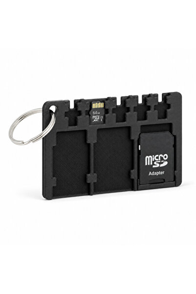 sportivoshop Organizator compact pentru carduri SD si microSD, cu spatiu pentru 3 SD si 5 microSD. Format tip card pentru portofel sau breloc pentru chei. Dimensiuni 8.5 x 5.4 x 0.2 cm